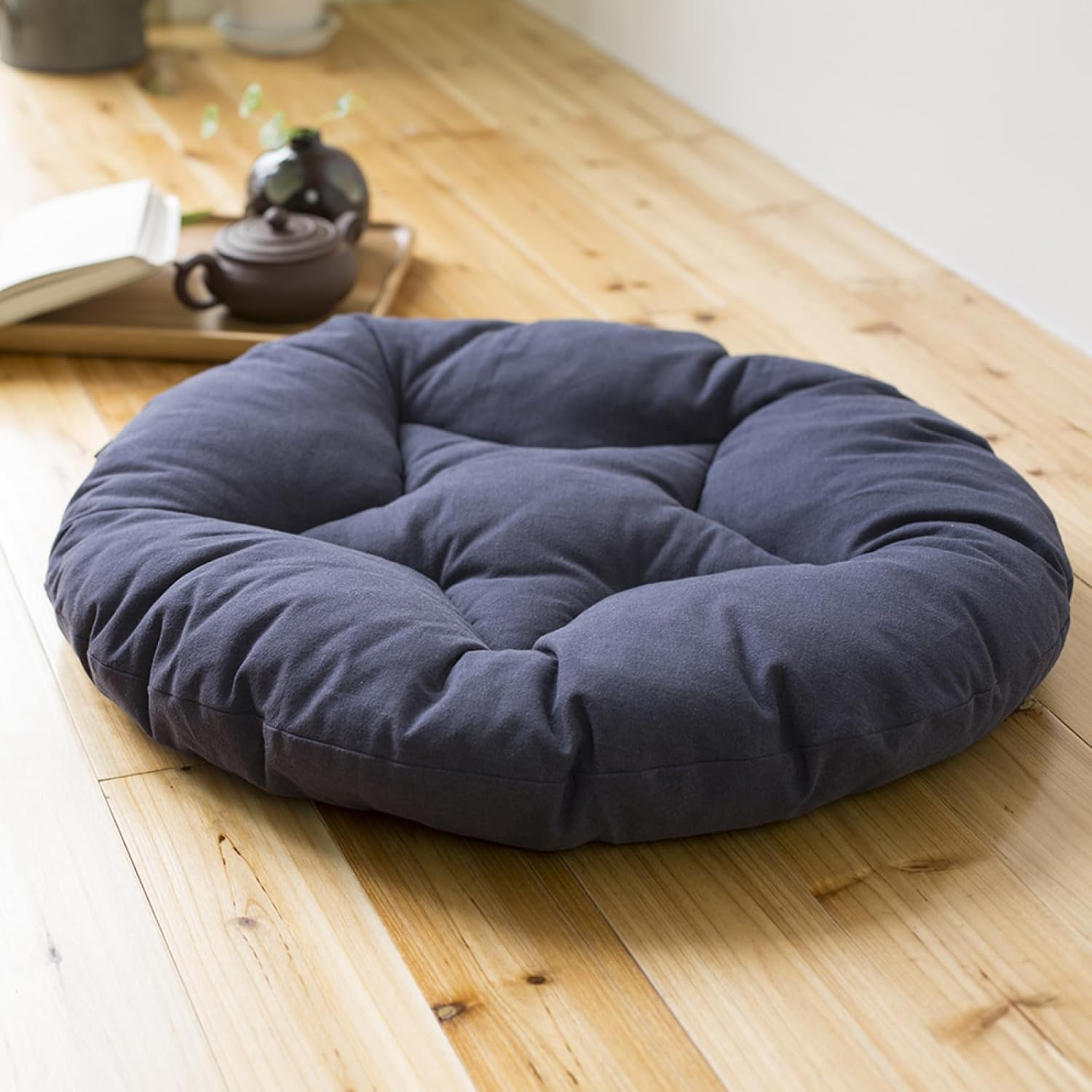 Meditation Floor Pillows Linen Tatami Japanese Futon Thicken Tufted Cotton Seat Cushion Comfort Soft Meditation Cushion(19x 19 Inch, Gray)