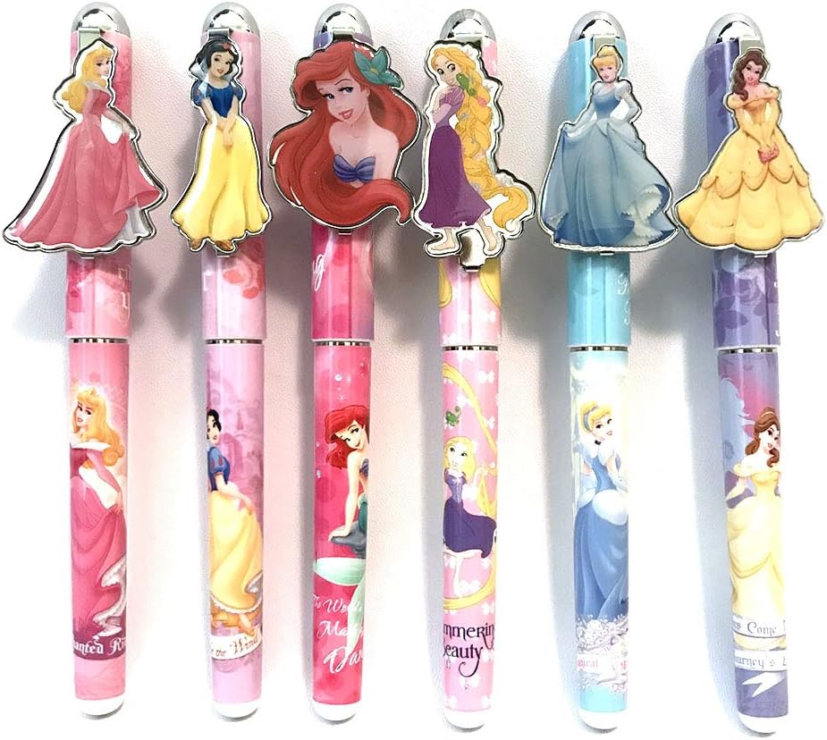 Cinderella Ariel Snow White Aurora Belle Rapunzel Princess 6PCS Pen Set