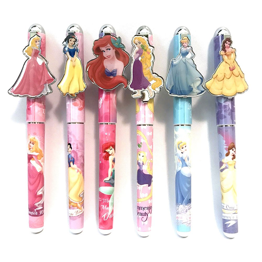 Anrox Supply Co. Cinderella Ariel Snow White Aurora Belle Rapunzel Princess 6PCS Pen Set