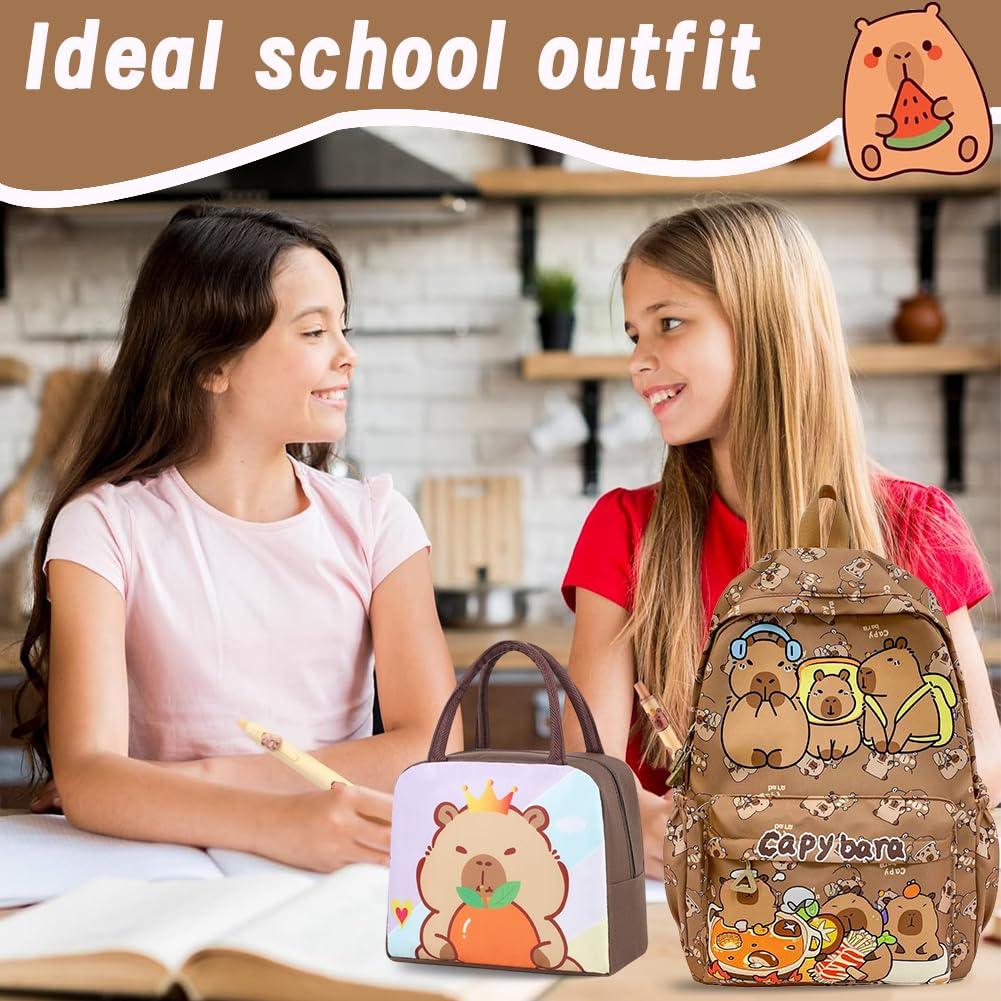 Mochila Escolar Capybara, Capybara Bolsa de Almuerzo Niño, Escolar de Dibujos Animados en 3D Escolares Anime Mochila,Schoolbag escolar de dibujos animados para niños