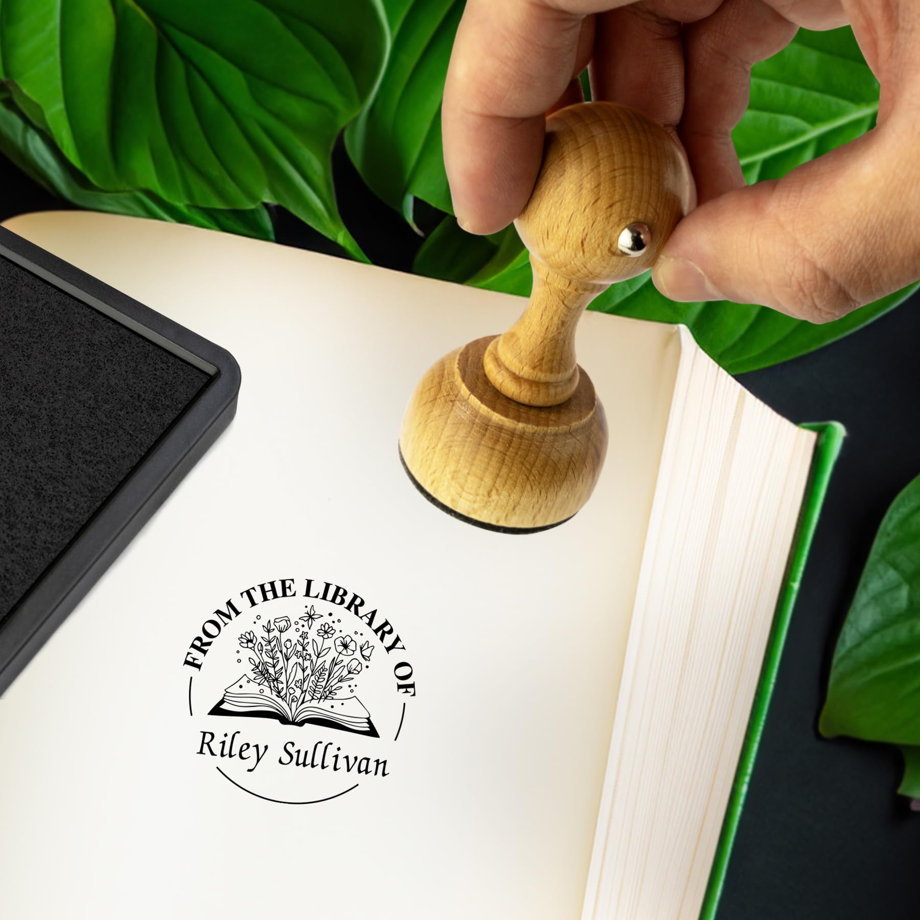 Custom Wood Library Hand Stamp - Style 074 - Great for Customizing Books, Ex Libris, Personalized Journals and More.