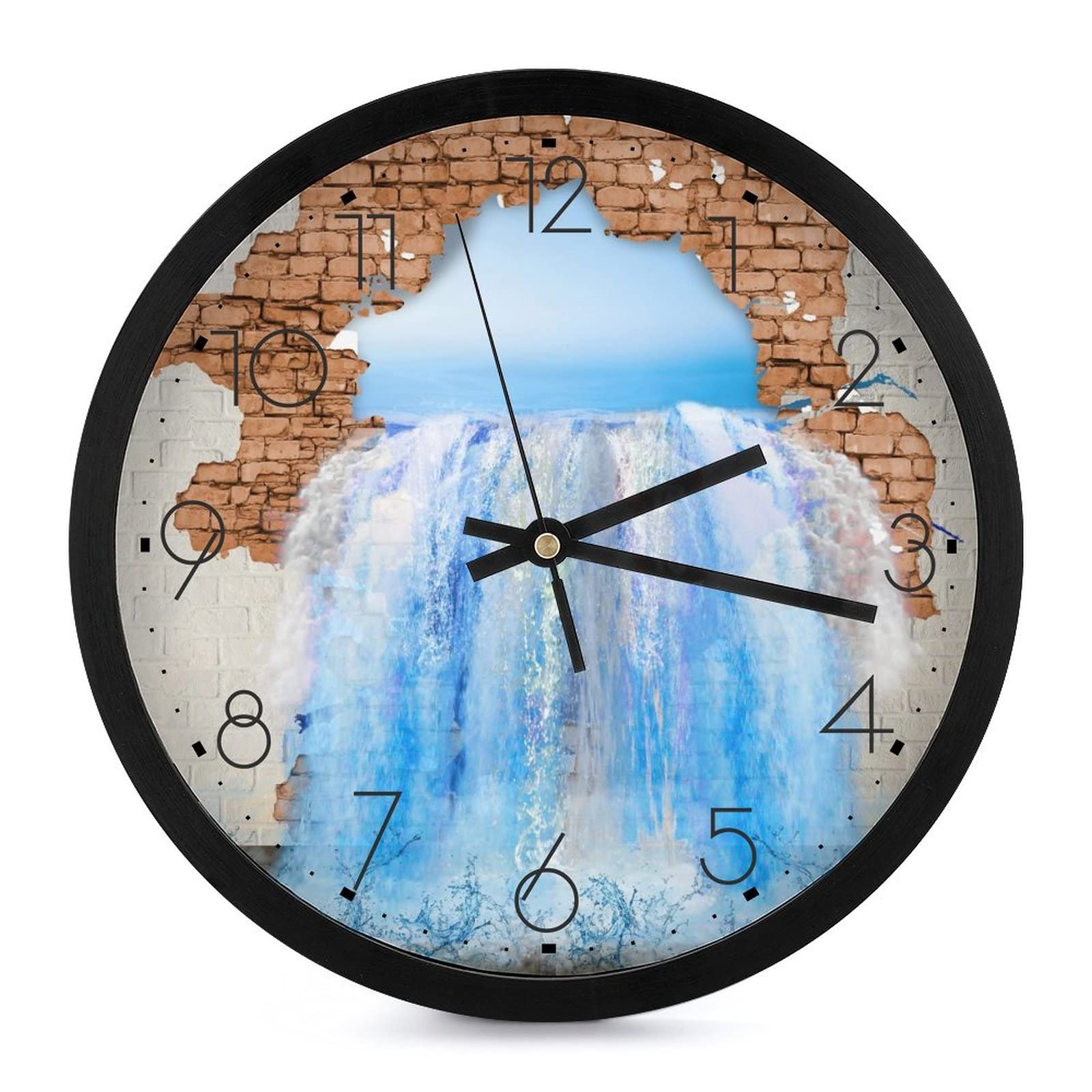 Horloge murale ronde eau de mer brisée de 25.4cm pour salon et cuisine