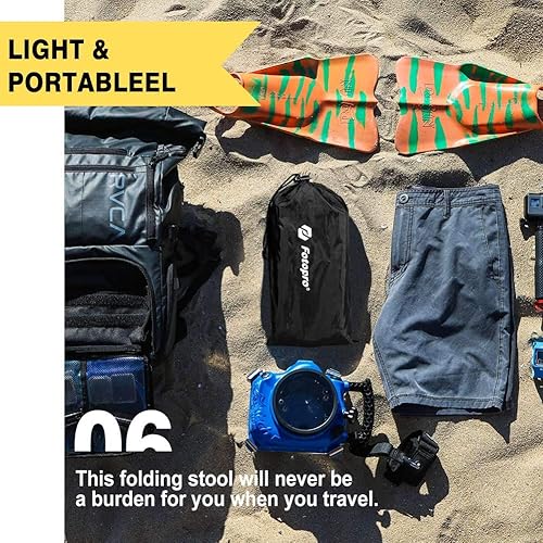 Miniatura 7 de Fotopro Silla plegable, mini taburete plegable para camping, pesca, viajes, picnic, senderismo, silla ligera y resistente con tela Oxford 410D,