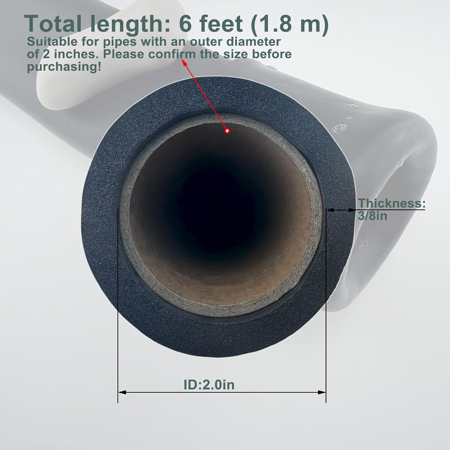 Insulation Foam Pipe Used for air Conditioning Pipe Insulation, Outdoor Water Pipes and Table Corner Protection (1, 2 inches ID)