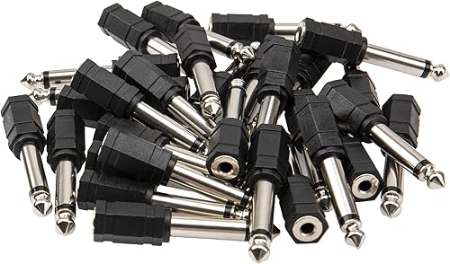 Paquete de 30 conectores mono macho de 0.250 in 14 pulgadas a 0.138 in 18 pulgadas hembra micrófono de audio profesional adaptador de conector de