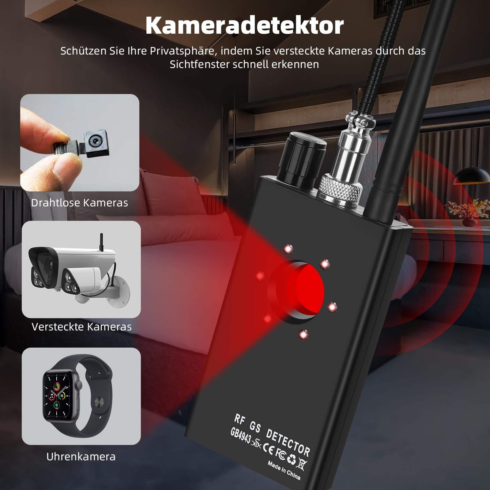 Rilevatore Microspie 4 In 1 XEOOCE - Scanner RF, Magnetico, GPS E Laser Per Telecamere Nascoste, Per Casa, Ufficio, Viaggi