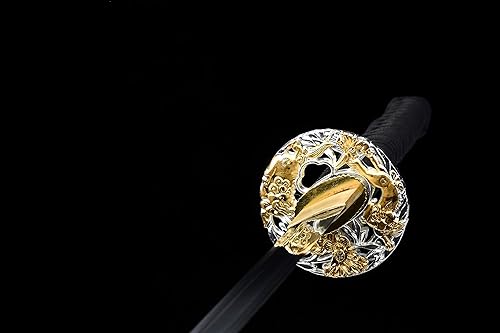 Miniatura 4 de Espada Samurai tradicional ultra afilada, hecha a mano con características de acero al carbono 1060, acero plegado de Damasco, acero T10 y acero