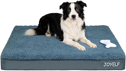 JOYELF Alfombrillas de cama grandes para perros, cama ortopédica para perros, almohadilla impermeable de espuma para huevos con funda extraíble