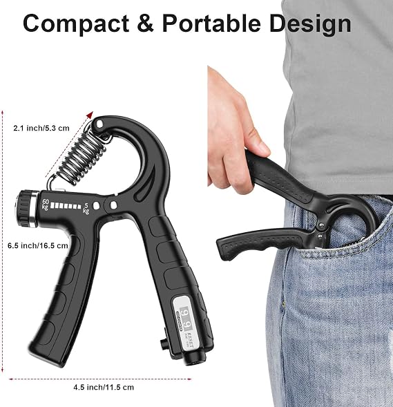 Hand Grip Strengthener, Counting Hand Grips Exercise, Adjustable Resistance Strength Hand Grip 12-130 lbs, Hand Grip Strength Exercise for Muscle Building and Injury Healing