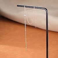 Vista 4 de SLUYNZ 925 Sterling Silver Star Long Dangle Earrings Chain for Women Teens Line Dangle Earrings Tassel Threader Chain