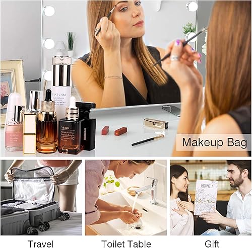 Miniatura 9 de BOYATU Bolsas de maquillaje de viaje, bolsas de cosméticos para mujer, Púrpura violeta, Moderno