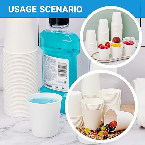 Miniatura 3 de RACETOP Paquete de 3000 vasos de papel de 3 onzas para baño, vasos desechables para enjuague bucal, vasos de papel pequeños, para fiestas, pícnics,