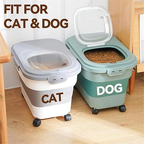 Miniatura 6 de UNIDISCIPLE Contenedor grande de comida para perros con ruedas (20-23 libras), almacenamiento de alimentos plegable para mascotas con tapa y cuenco