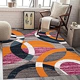 RUGMRZ Alfombra Dormitorio Matrimonio Personalizada 140x200cm,Marrón,Geometría Moderna para Debajo de La Silla,Habitación Juvenil,Salon