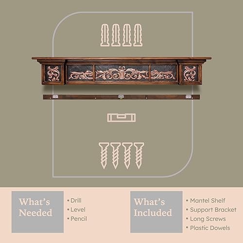 Miniatura 7 de Copper Fireplace Mantel, Customizable Decorative Mantel, Handmade Floating Mantel Shelf, Copper and Wood Mantel Shelf, Wall-Mounted Mantles for Over