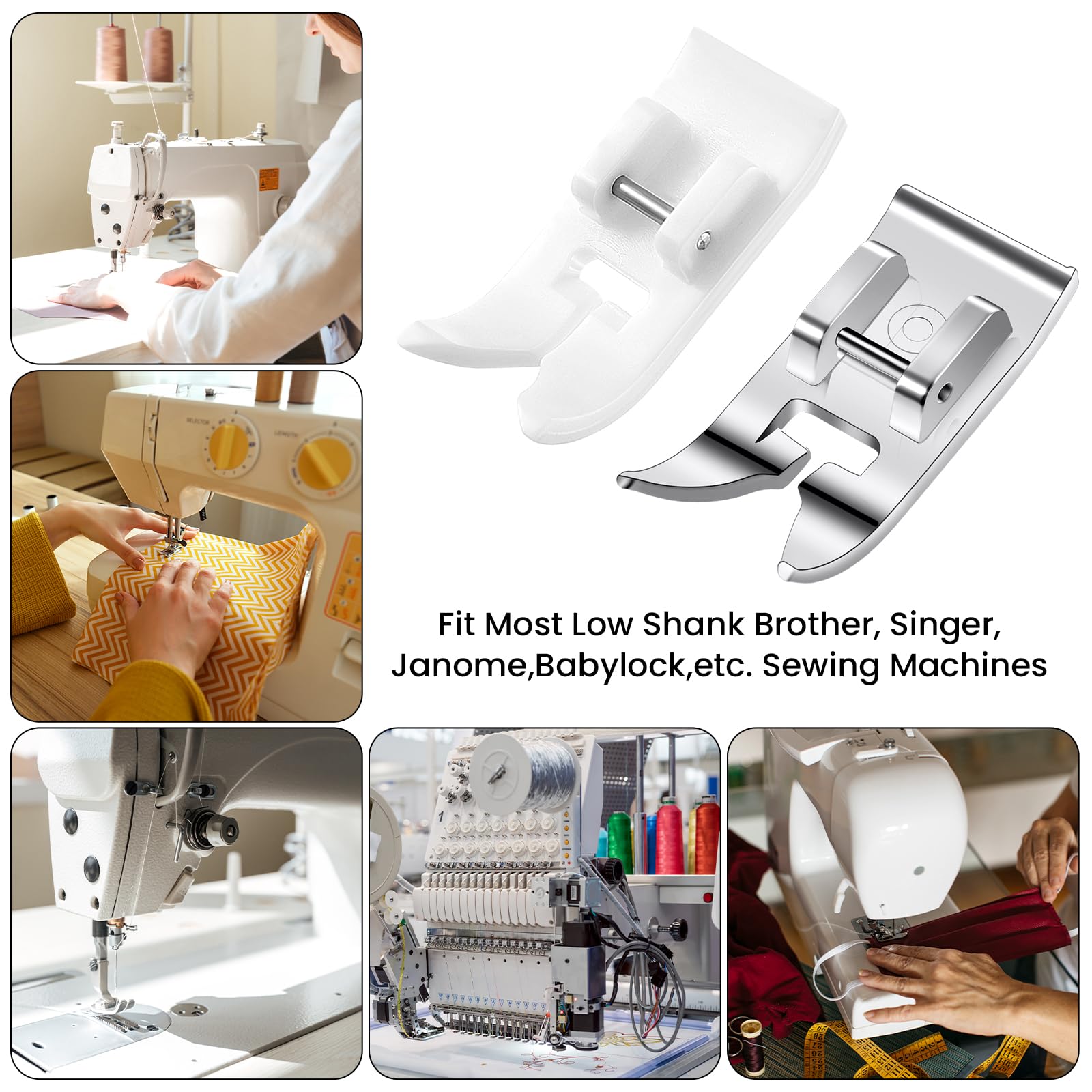 Mudder 2 Pcs Zig Zag Straight Stitch Presser Foot Universal Zig Zag Click Foot for General Use Compatible with Singer, Brother, Janome, Kenmore, Baby