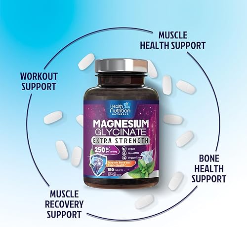 Vista 6 de Glicinato de magnesio 250 mg – 100% magnesio quelado para una máxima absorción – Apoyo para el sueño, músculos, nervios, hueso y corazón apoyo