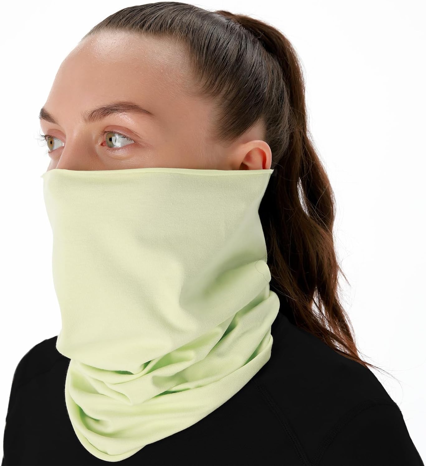 Organic Cotton Breathable Summer Neck Gaiter for Men and Women, Sun Dust Protection - Face Scarf for Outdoor Activities (Lime Green, Small, 2 Pack)