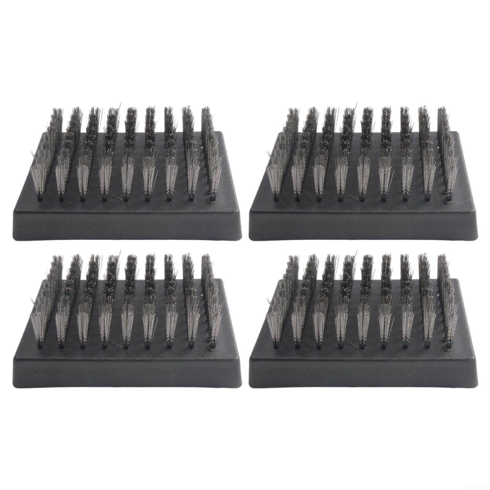 BBQ Grill Cleaning Brush, Stainless Steel Bristle Cleaner Grill Brushes Replacement Head Stainless Steel Wire Bristle Cleaning Scraper Accessories 8.3x6cm Black(4pcs)