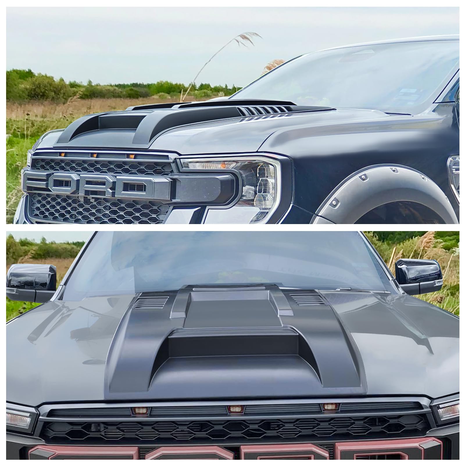 Pala grande para capó Protector de capó para Ford Ranger 2023-2024-2025 Wildtrak Limited XL XLT Tremor Platinum T9 ABS Paneles de capó