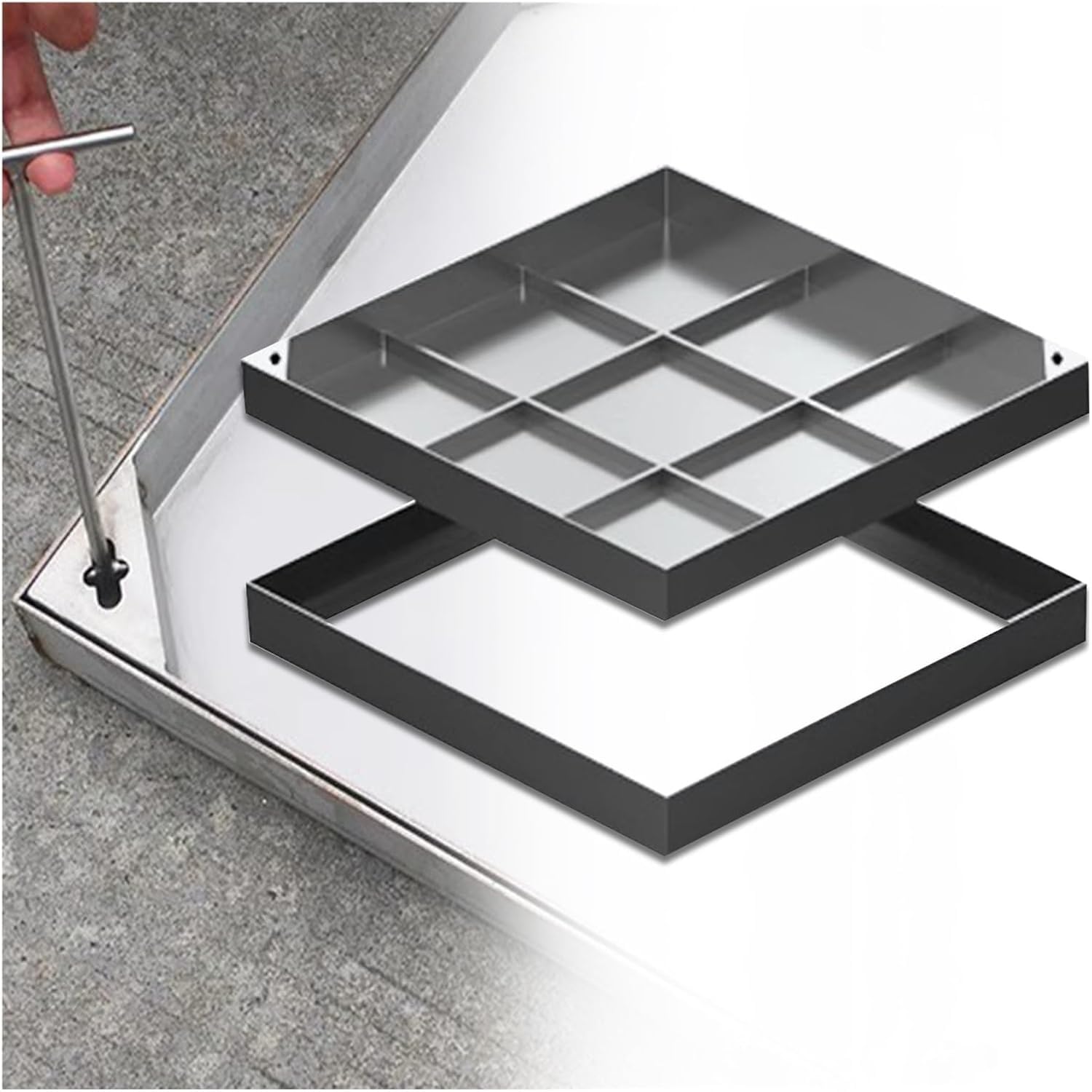 Tapa para tanque séptico instalada al ras en patios y jardines de casa