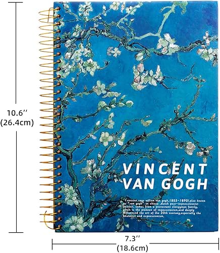 Miniatura 2 de Cuaderno de espiral B5 de 10.6 x 7.3 pulgadas, 300 páginas, cuaderno de espiral con rayas universitarias, cuaderno Van Gogh de tapa dura, cuadernos