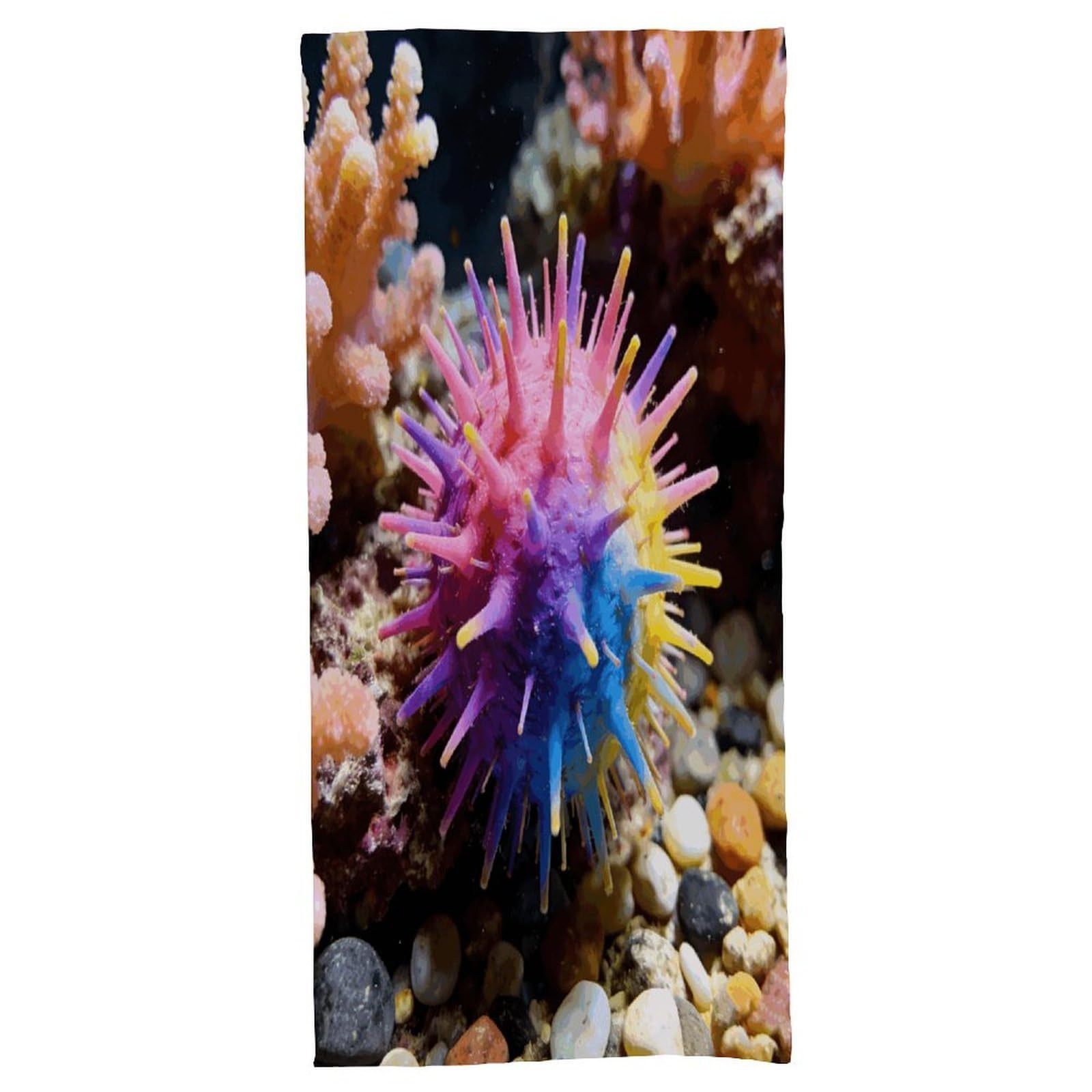 Fodpand Style Colorful Sea Urchin Bath Towel, Highly Absorbent & Quick Drying Beach Towel, Compact & Lightweight Pool Towel For Bathroom, Beach, Pool, Gym, Spa, And Hotel Use