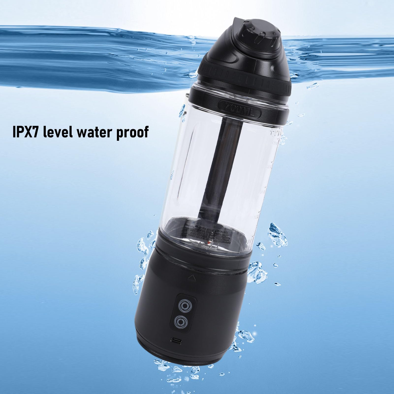 Buachois Frullatore Portatile Ricaricabile USB C, Bicchiere Frullatore 24oz Senza Fili per Frullati Smoothies, Viaggio Palestra Casa Escursionismo (700ml)