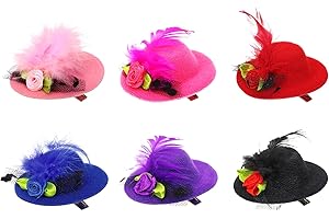 6-Pack Tea Party Hat Clips with Ribbons and Feathers for Women and Kids
