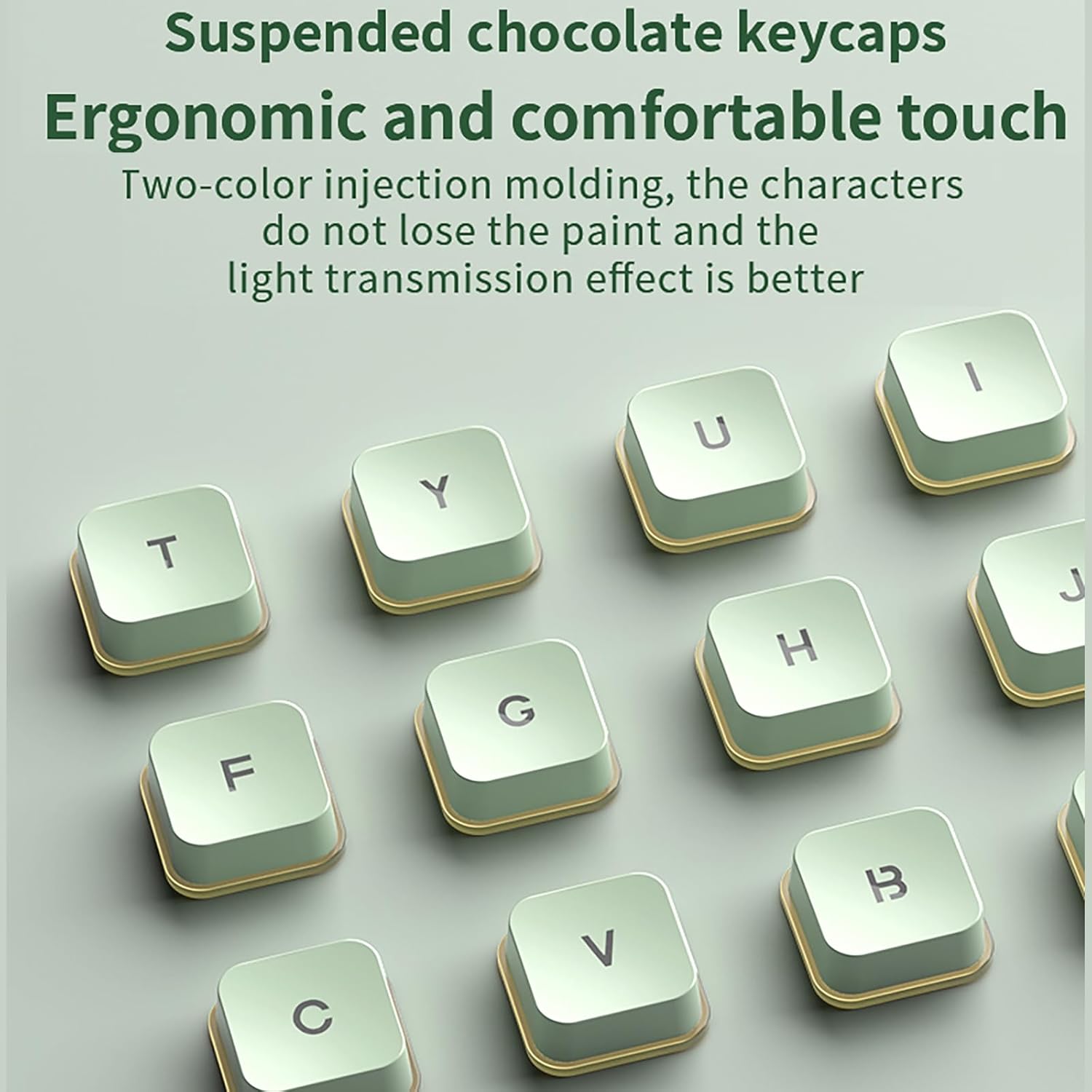 Backlit Keyboard and Mouse Wireless, Full Size, Quiet Input, Ergonomic Tilt Angle, Sleep Mode, 2.4G Rechargable Computer Keyboard and Optical Mice Set for Laptop PC (Green+ Warm Light)