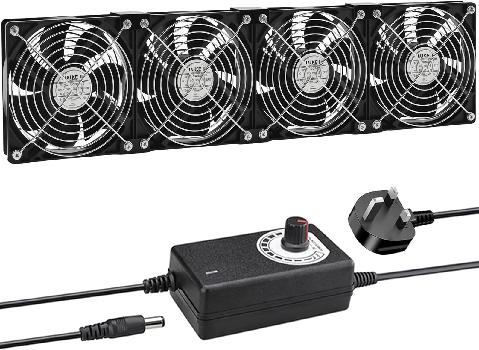 Joycabin 4 x 120mm Computer Fan, Computer Cooling Fan with AC Plug 220V PC Fan DC 4V 5V 12V Adjustable Speed Brushless Cooling Fans for PC, Computer, Server Cabinet, TV Box, AV Cabinet, Router