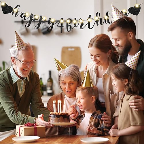 Miniatura 6 de TaoBary Kit de 167 pancartas de bricolaje con purpurina de feliz cumpleaños, personalizable, kit de 162 letras símbolos y números, 3 cuerdas