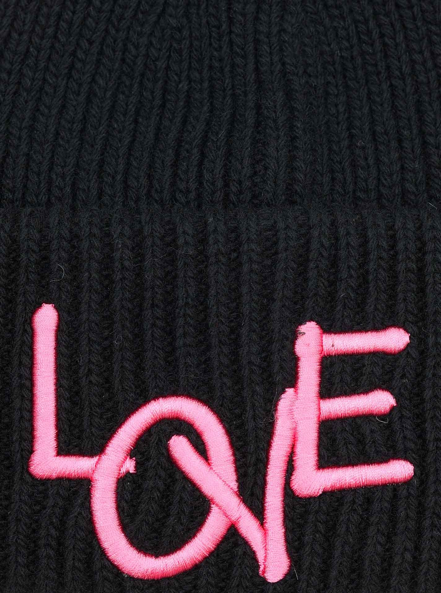 Zwillingsherz Slouch-Beanie-Mütze aus Wolle - Hochwertige Strickmütze mit Love Stickerei für Damen Mädchen Jungen - Hat - One Size - warm und weich für Frühling Herbst und Winter