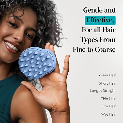 Vista 8 de HEETA Masajeador de cuero cabelludo para el crecimiento del cabello, cerdas de silicona suaves para eliminar la caspa y aliviar la picazón