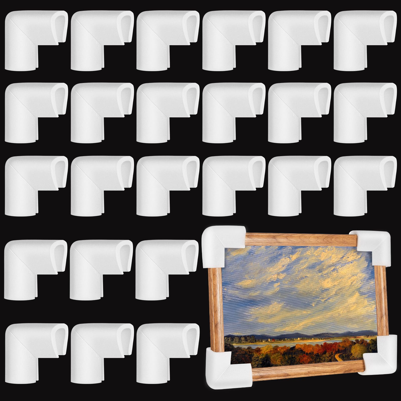 Photo 1 of 24 Pcs Photo Mirror TV Frame Edge Protection Corners for Shipping Moving Foam Corner Protectors for Shipping Packaging Edge Protector Foam Shipping Corners