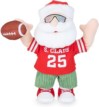 Cuddle Barn - Gameday Santa | Animated Christmas Fun Sports Singing Dancing Santa Claus Plush Toy, 13 inches, Red