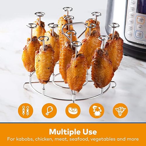 Miniatura 2 de Soporte para brocheta para freidora de aire compatible con Ninja Foodi 6Qt 8Qt Soporte vertical de pinchos con soporte de acero inoxidable