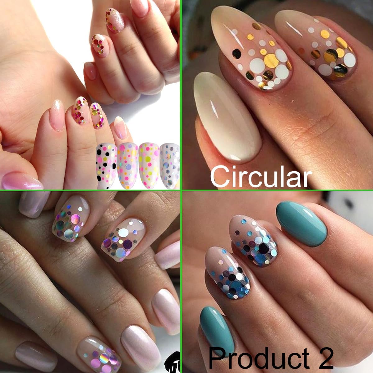 Holographic Nail Art Sequins, 3 Boxes 36 Grids | Chunky Holographic Glitter