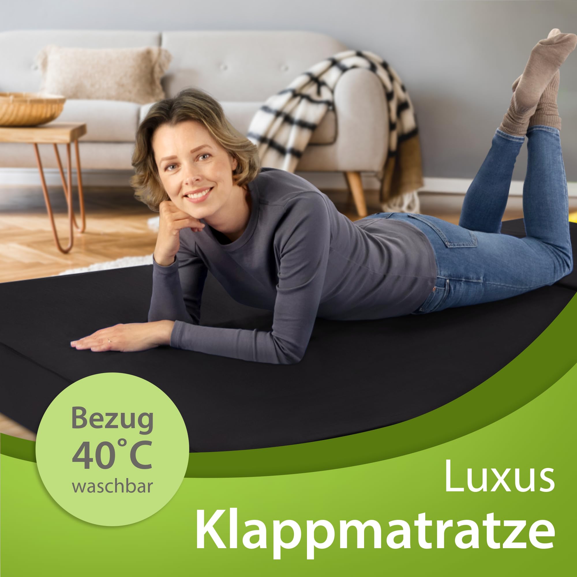 SHOGAZI Faltmatratze Klappmatratze 90 x 200 x 12 cm – Gästematratze klappbar Made in Germany, VERGLEICHSSIEGER aus orthopädischem Kaltschaum, Anthrazit