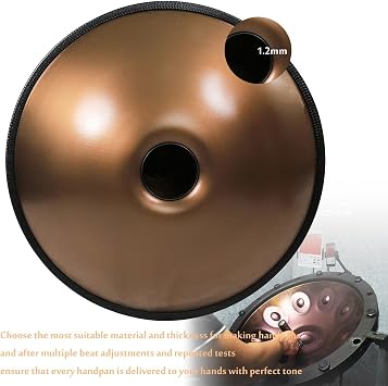 Dkey Handpan Steel Hand Pan Drum Concert 440hz Professional Adults Handpan 22inch 10 Notes9 Notes for Performance Yoga Color Gold Size 10 notes