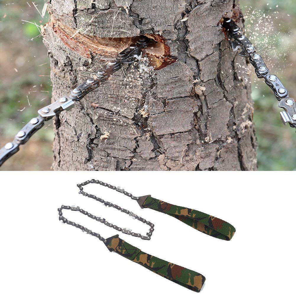 Natudeco Multifunctional Outdoor Camouflage Survival Chainsaw Emergency Rescue Tools Outdoor Survival Chainsaw Portable Chainsaw for Camping
