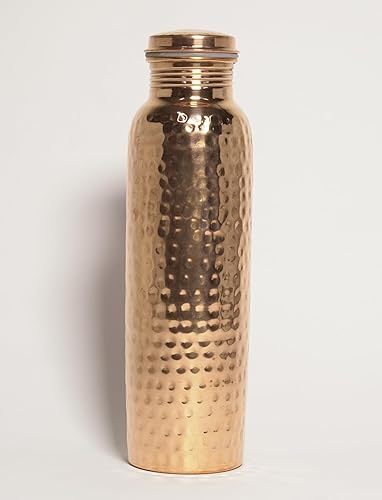 Vista 11 de Botella de agua de cobre puro, con beneficios para la salud ayurvédica, tapa a prueba de fugas, botella de cobre con acabado liso para deportes