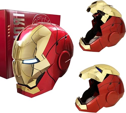 ATOKNG Iron-Man MK 5 Wearable Electronic Helmet: Voice & Remote Controlled, Perfect Super Hero Mask,Can Cosplay and Collectible Figures for Man and Teen for Halloween&Birthdayand&Christmas(Golden)