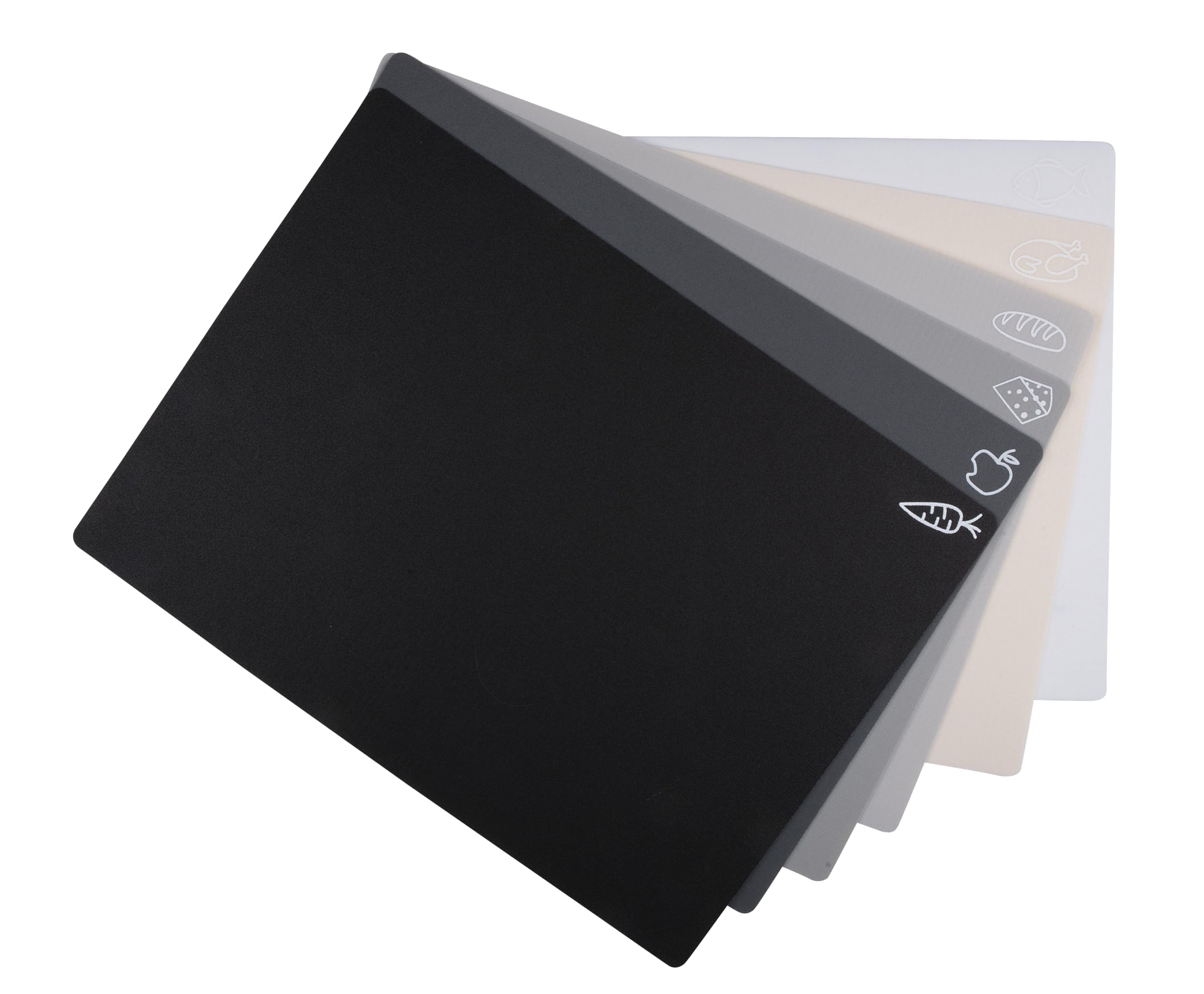 alpina Set of 6 Flexible Chopping Boards, Non-Slip Base, Food Symbols, 38 x 28 cm, Dishwasher Safe
