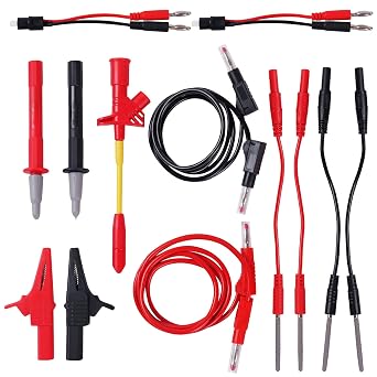 13 PCS Automotive Test Lead Kit Banana Plug & Alligator Clip Multimeter Test Leads Set with LED Test Leads and Insulation Piercing Test Clip CAT III 1000 V for 12 V/24 V Car Electrical Testing