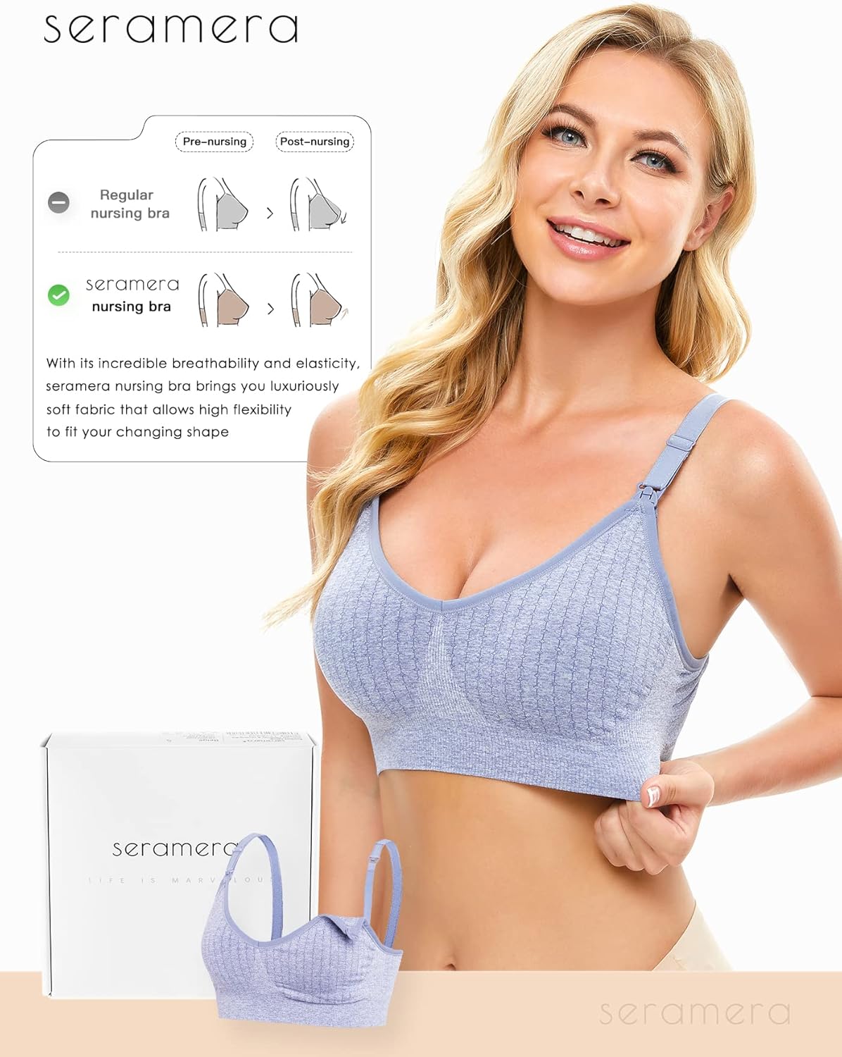 Women’s Maternity Nursing Seamless Bra, Wirefree Clip Down Soft Support Bra for Pregnancy Sleeping and Breastfeeding - Image 5