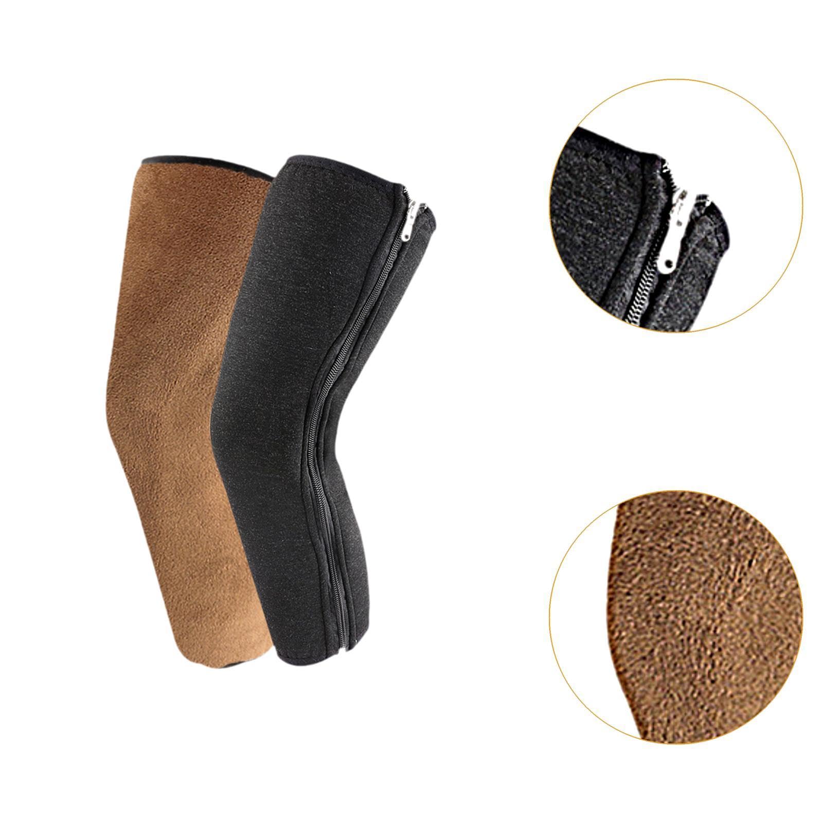 Qianly Knee Warmers Comfortable Knee Brace for Running, Cold Weather, Sports, Cycling, Brown Lining, 50cm