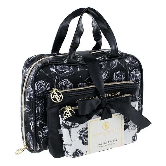 Adrienne Vittadini Cosmetic Bag Set 3 Travel Makeup