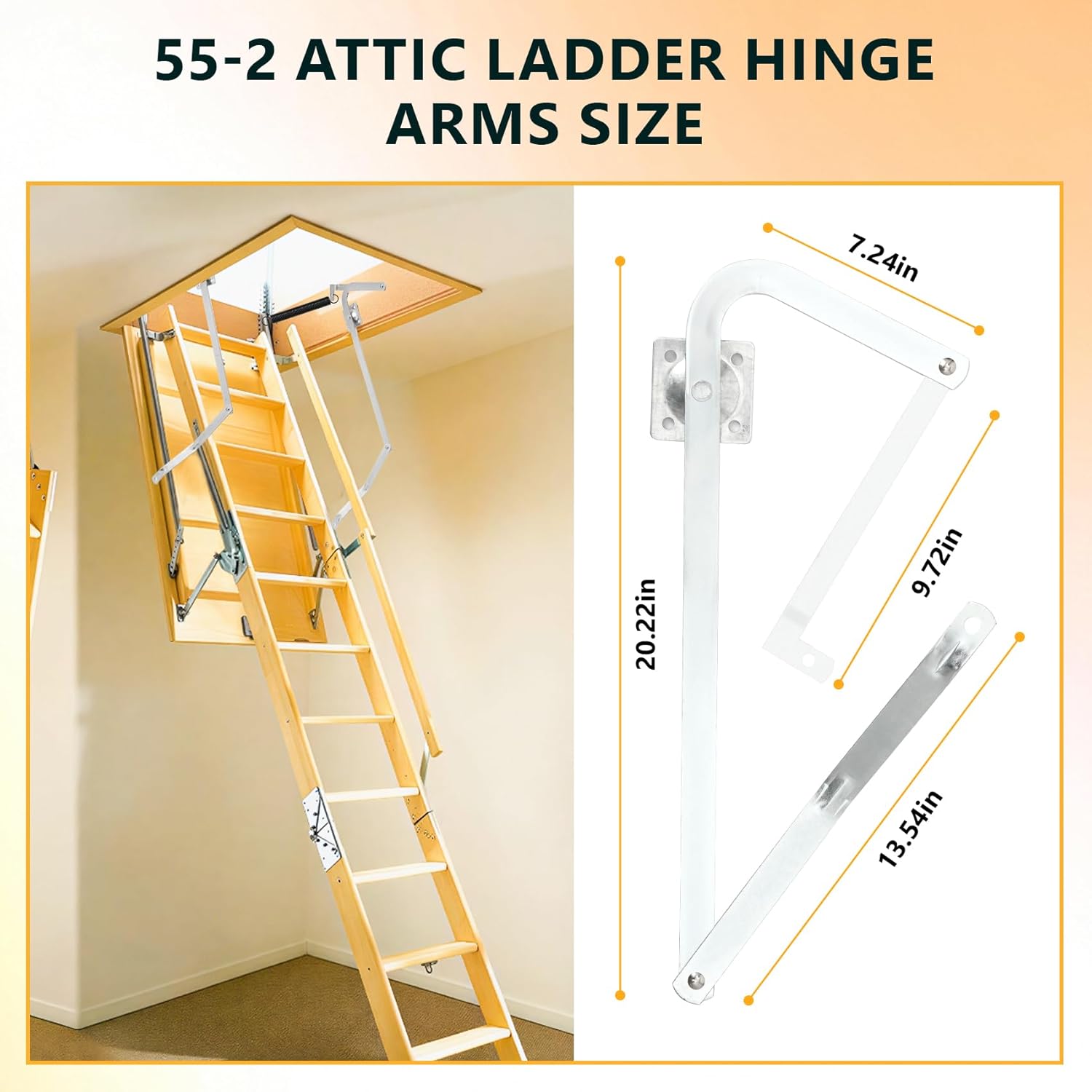 55-2 Attic Ladder Hinge Arms with Springs, Suitable for Werner Attic Ladders Manufactured After 2010, Compatible with Werner Mk5, WU2210, W2208, W2210, Heavy Duty Thick Galvanized Material