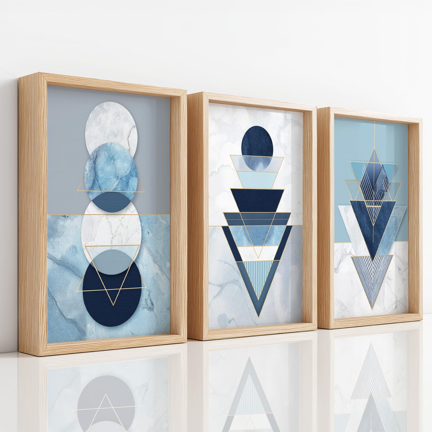 3 sztuki Obraz na płótnie, nowoczesny obraz ścienny do wystroju domu, geometryczna abstrakcyjna tekstura marmuru złota linia niebieska luksusowa, 40 x 60 cm x3